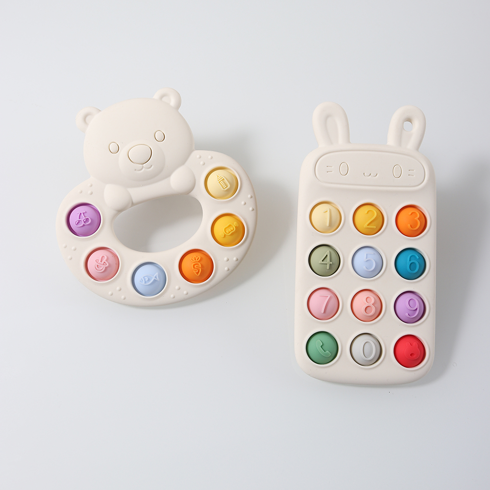 Baby Products Best - NEUES Baby-Bären-Silikon-Beißspielzeug – Weißes Kauspielzeug mit