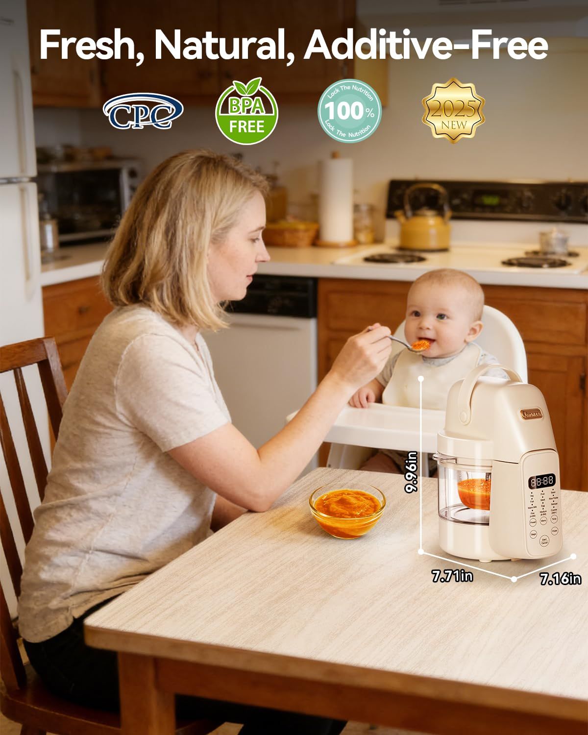 Baby Food Maker Blender - Robuster 9-in-1 Babykost-Maker, automatischer Glas-Babykostprozessor, Dampfgarer,