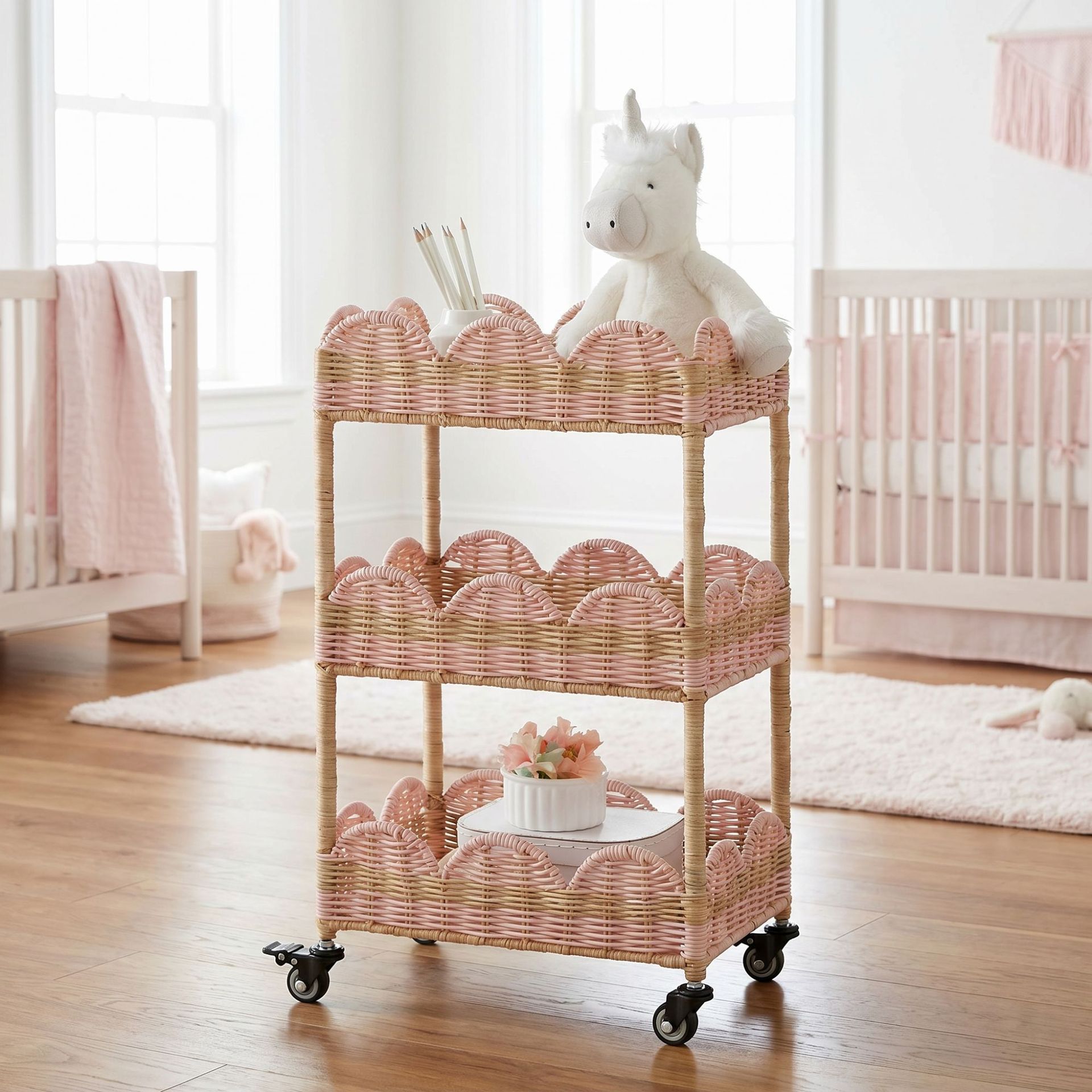Imitations-Rattan-Korbregal, m – Baby Products Basket Bewertung und Preis